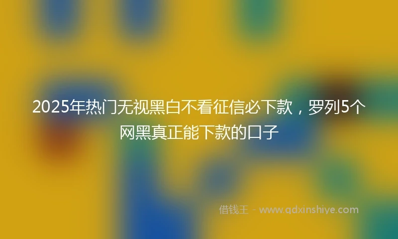2025年热门无视黑白不看征信必下款，罗列5个网黑真正能下款的口子