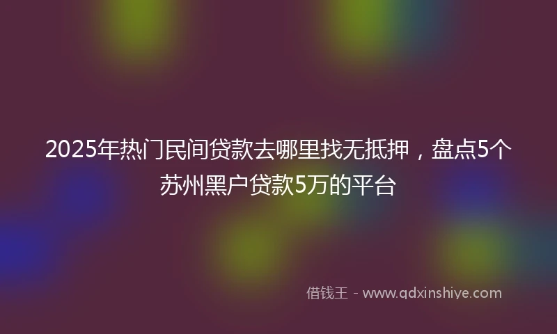 2025年热门民间贷款去哪里找无抵押，盘点5个苏州黑户贷款5万的平台