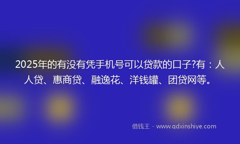2025年的有没有凭手机号可以贷款的口子?有：人人贷、惠商贷、融逸花、洋钱罐、团贷网等。