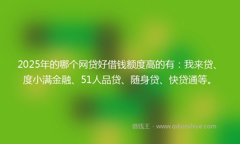 2025年的哪个网贷好借钱额度高的有：我来贷、度小满金融、51人品贷、随身贷、快贷通等。