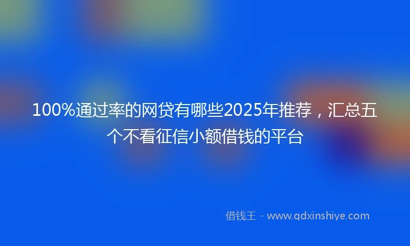 100%通过率的网贷有哪些2025年推荐，汇总五个不看征信小额借钱的平台
