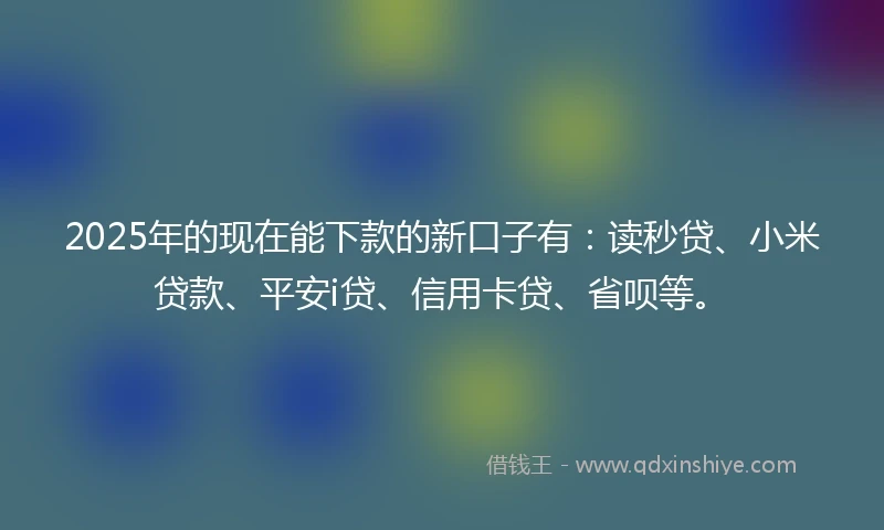 2025年的现在能下款的新口子有：读秒贷、小米贷款、平安i贷、信用卡贷、省呗等。