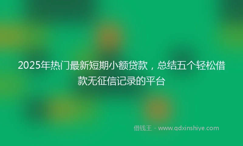 2025年热门最新短期小额贷款，总结五个轻松借款无征信记录的平台