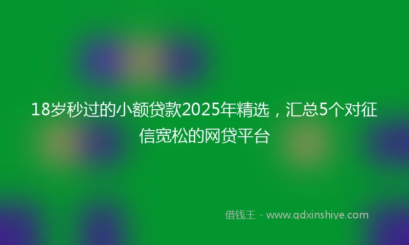 18岁秒过的小额贷款2025年精选，汇总5个对征信宽松的网贷平台