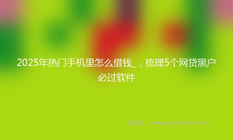 2025年热门手机里怎么借钱_，梳理5个网贷黑户必过软件