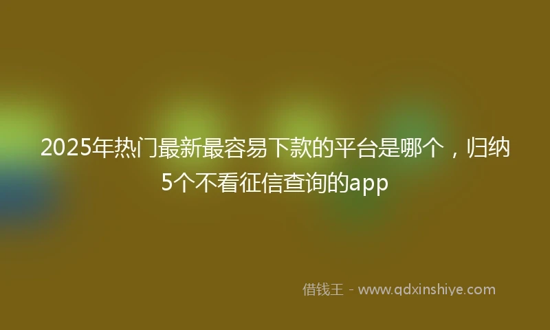 2025年热门最新最容易下款的平台是哪个，归纳5个不看征信查询的app