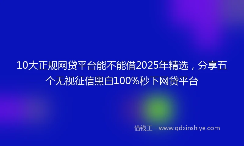 10大正规网贷平台能不能借2025年精选，分享五个无视征信黑白100%秒下网贷平台