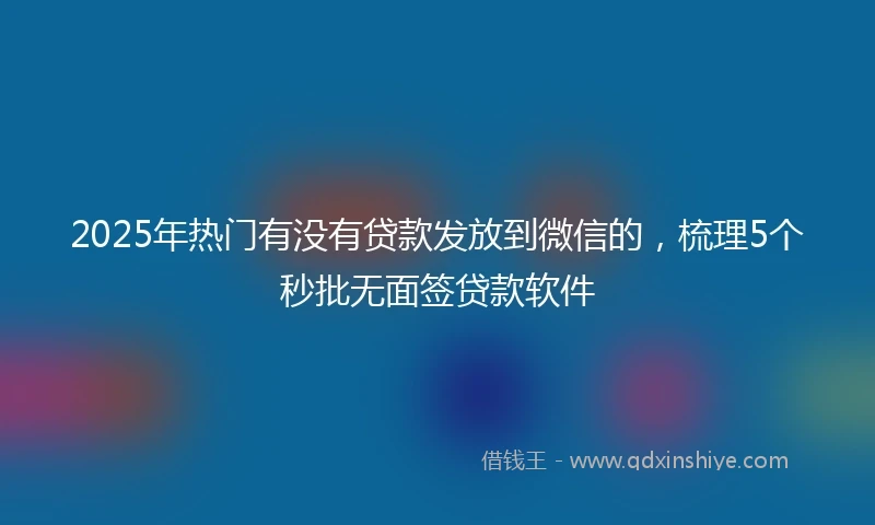 2025年热门有没有贷款发放到微信的，梳理5个秒批无面签贷款软件