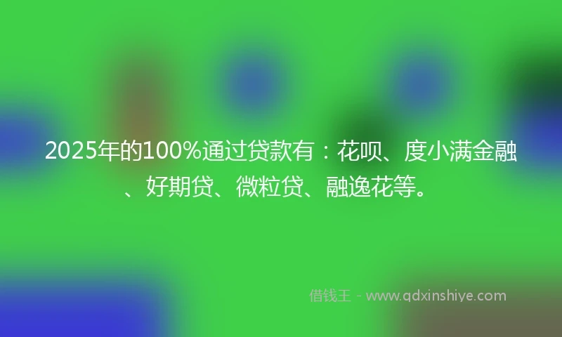 2025年的100%通过贷款有：花呗、度小满金融、好期贷、微粒贷、融逸花等。