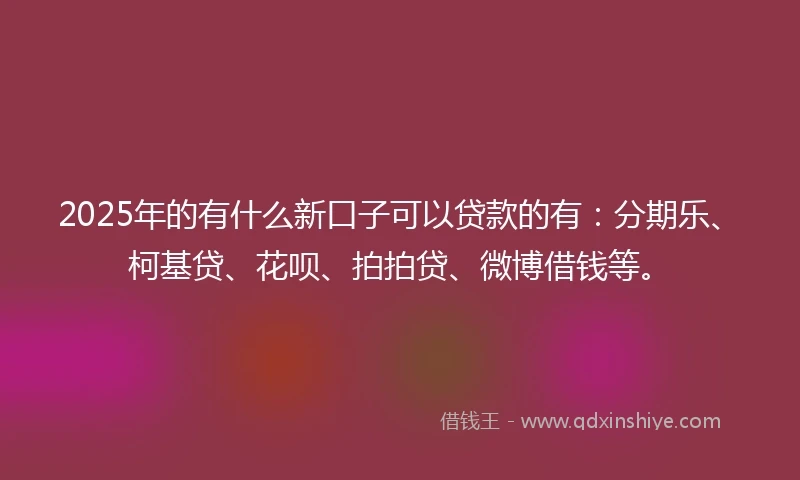 2025年的有什么新口子可以贷款的有：分期乐、柯基贷、花呗、拍拍贷、微博借钱等。