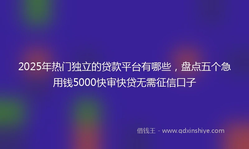 2025年热门独立的贷款平台有哪些，盘点五个急用钱5000快审快贷无需征信口子