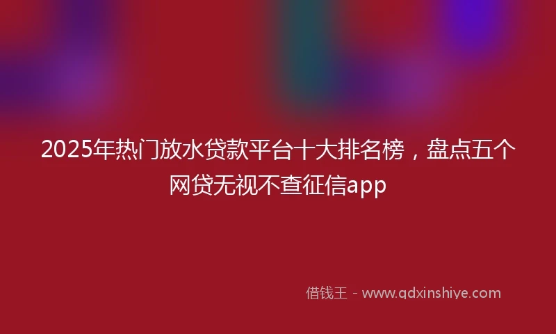 2025年热门放水贷款平台十大排名榜，盘点五个网贷无视不查征信app