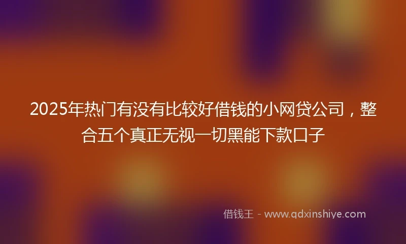 2025年热门有没有比较好借钱的小网贷公司，整合五个真正无视一切黑能下款口子