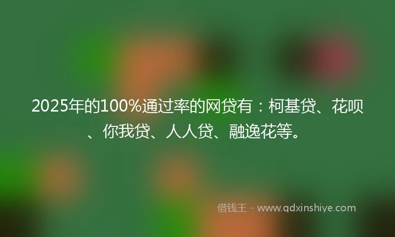2025年的100%通过率的网贷有：柯基贷、花呗、你我贷、人人贷、融逸花等。