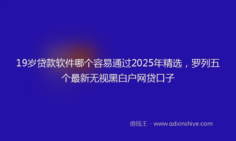 19岁贷款软件哪个容易通过2025年精选，罗列五个最新无视黑白户网贷口子