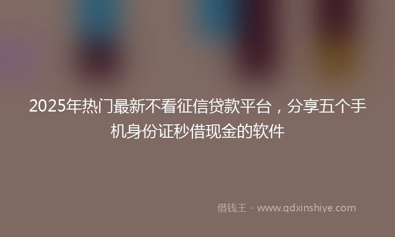 2025年热门最新不看征信贷款平台，分享五个手机身份证秒借现金的软件
