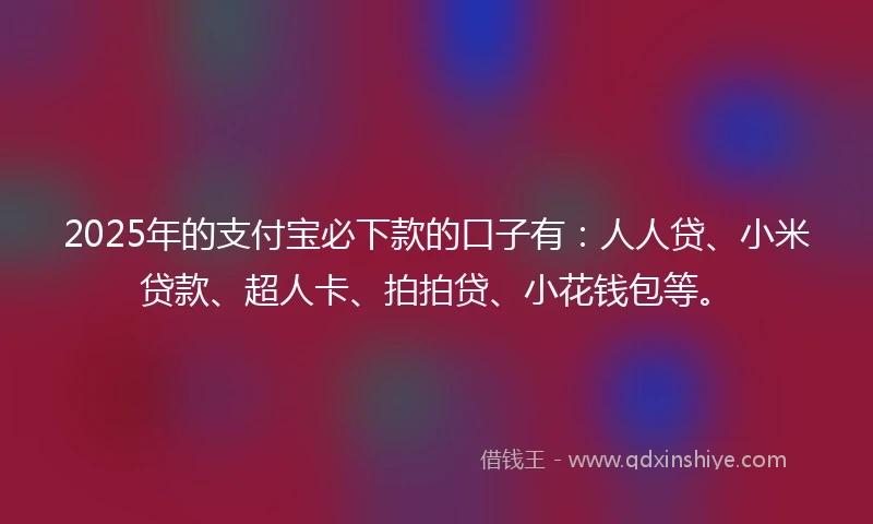2025年的支付宝必下款的口子有：人人贷、小米贷款、超人卡、拍拍贷、小花钱包等。