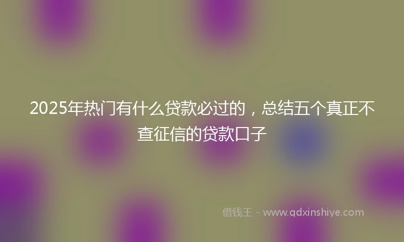 2025年热门有什么贷款必过的，总结五个真正不查征信的贷款口子