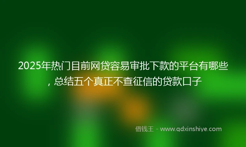 2025年热门目前网贷容易审批下款的平台有哪些，总结五个真正不查征信的贷款口子