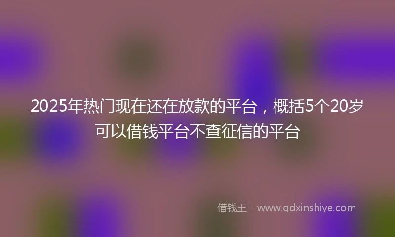 2025年热门现在还在放款的平台，概括5个20岁可以借钱平台不查征信的平台