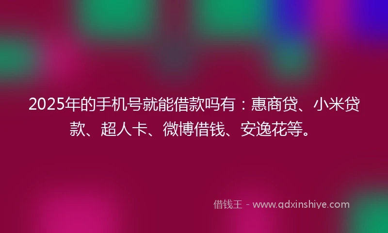 2025年的手机号就能借款吗有：惠商贷、小米贷款、超人卡、微博借钱、安逸花等。