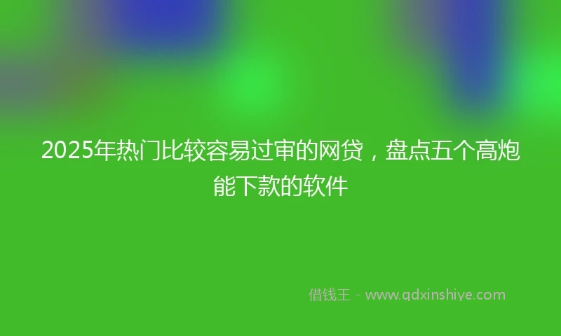 2025年热门比较容易过审的网贷，盘点五个高炮能下款的软件