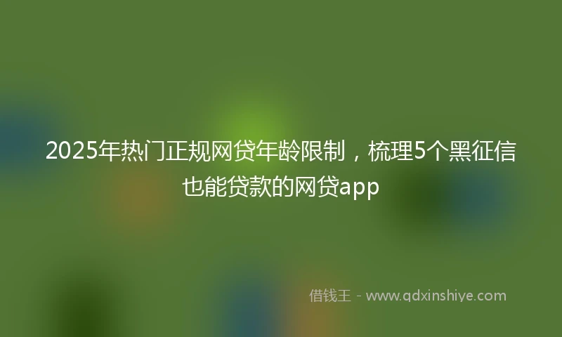 2025年热门正规网贷年龄限制，梳理5个黑征信也能贷款的网贷app