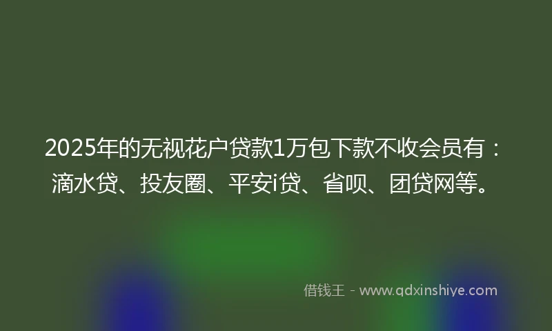 2025年的无视花户贷款1万包下款不收会员有：滴水贷、投友圈、平安i贷、省呗、团贷网等。