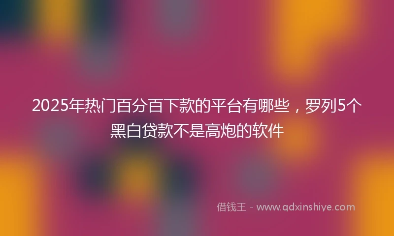 2025年热门百分百下款的平台有哪些，罗列5个黑白贷款不是高炮的软件