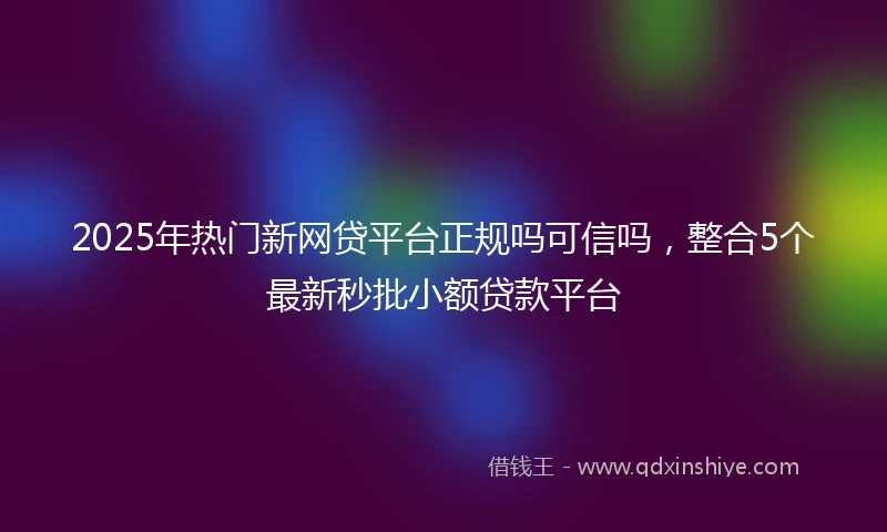2025年热门新网贷平台正规吗可信吗，整合5个最新秒批小额贷款平台