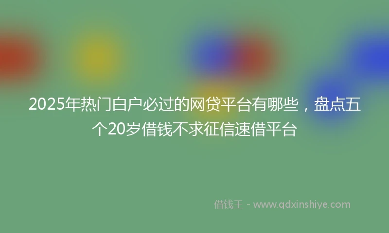 2025年热门白户必过的网贷平台有哪些，盘点五个20岁借钱不求征信速借平台