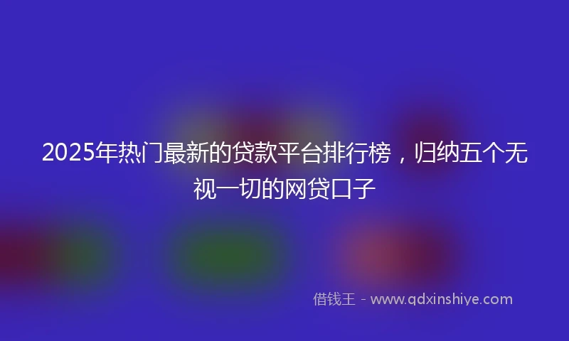 2025年热门最新的贷款平台排行榜，归纳五个无视一切的网贷口子