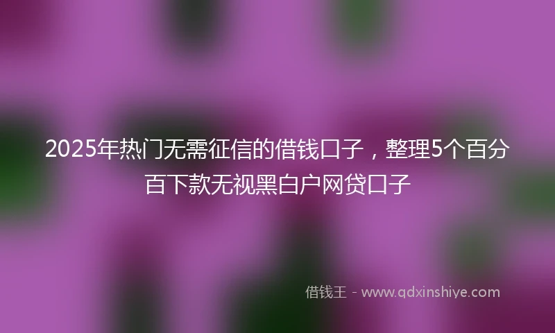 2025年热门无需征信的借钱口子，整理5个百分百下款无视黑白户网贷口子