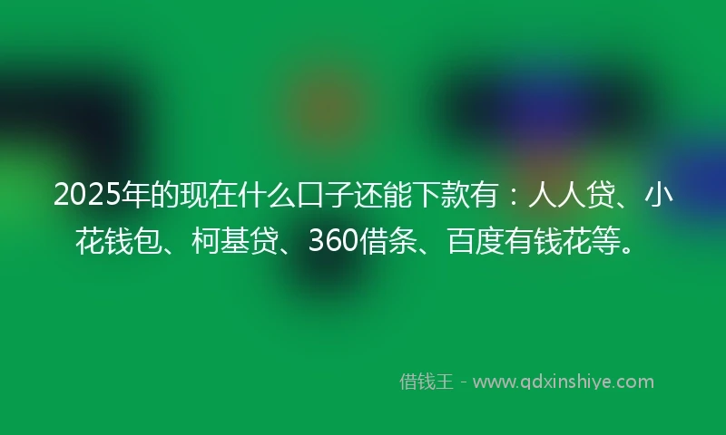 2025年的现在什么口子还能下款有：人人贷、小花钱包、柯基贷、360借条、百度有钱花等。