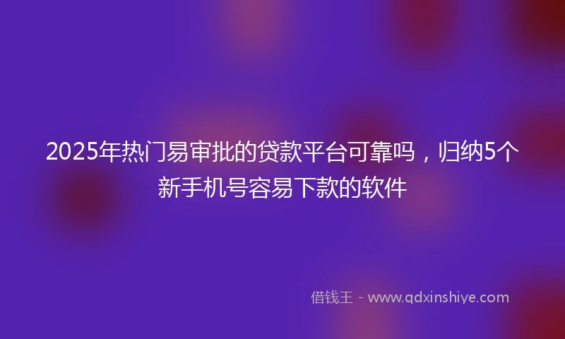 2025年热门易审批的贷款平台可靠吗，归纳5个新手机号容易下款的软件