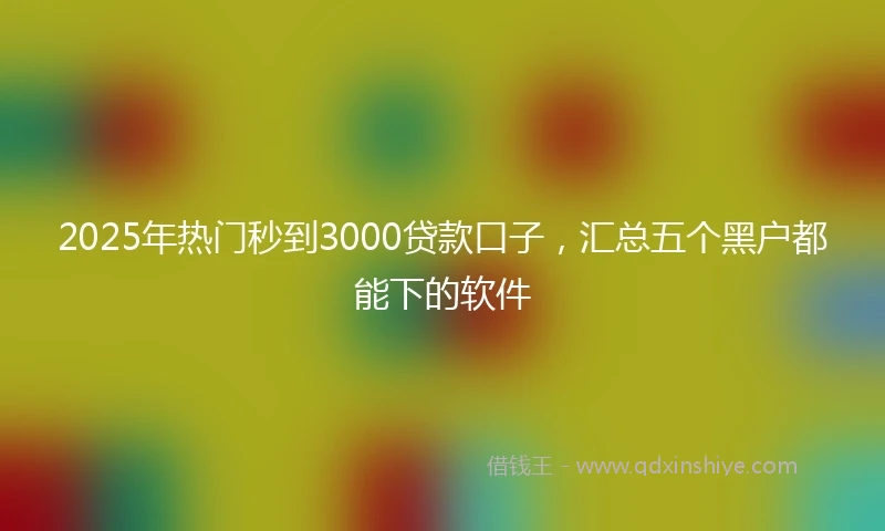 2025年热门秒到3000贷款口子，汇总五个黑户都能下的软件