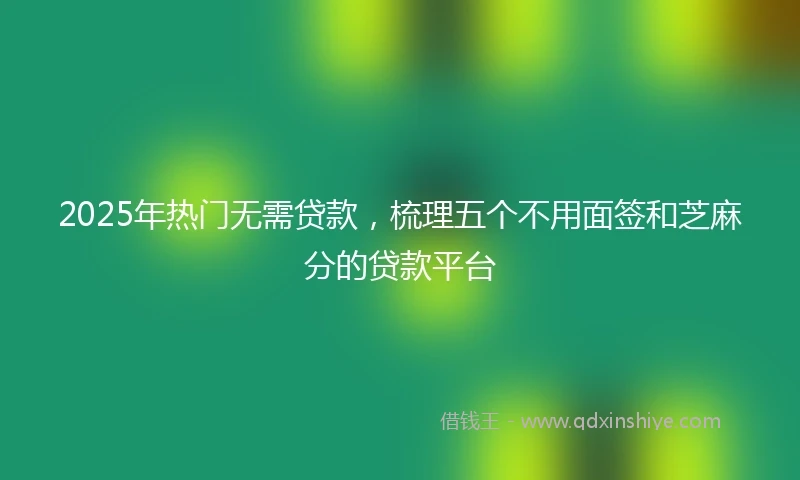 2025年热门无需贷款，梳理五个不用面签和芝麻分的贷款平台