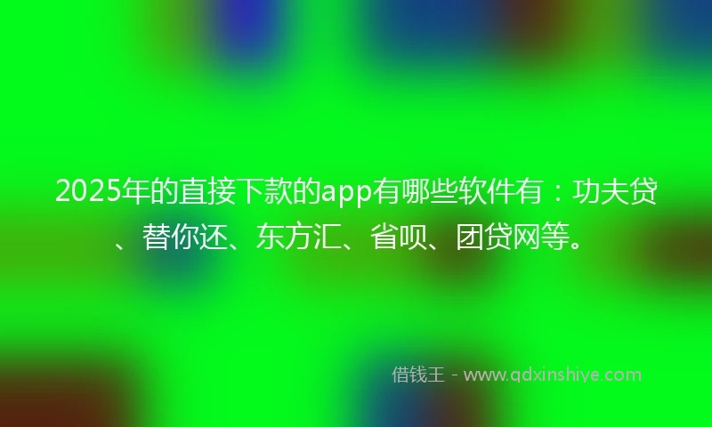 2025年的直接下款的app有哪些软件有：功夫贷、替你还、东方汇、省呗、团贷网等。