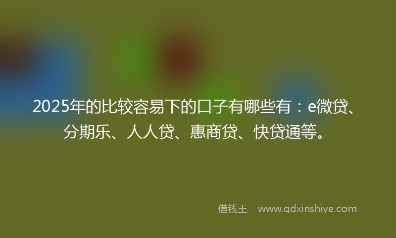2025年的比较容易下的口子有哪些有：e微贷、分期乐、人人贷、惠商贷、快贷通等。