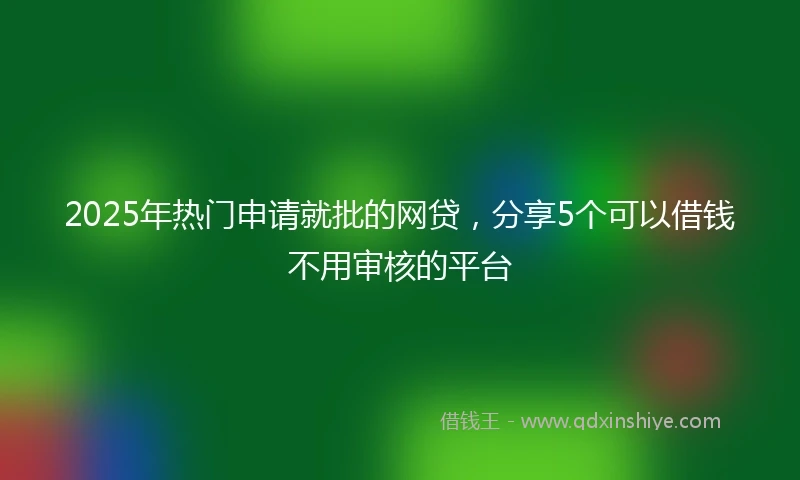 2025年热门申请就批的网贷，分享5个可以借钱不用审核的平台