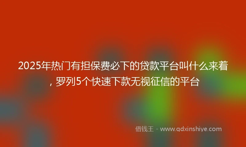 2025年热门有担保费必下的贷款平台叫什么来着，罗列5个快速下款无视征信的平台
