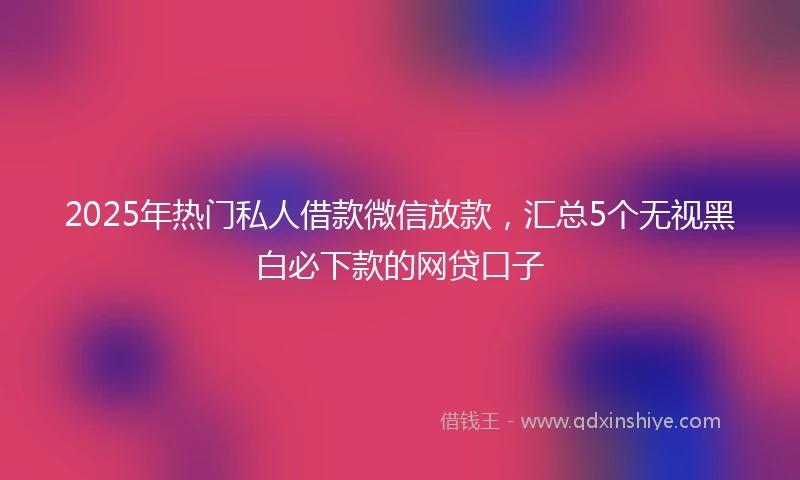 2025年热门私人借款微信放款，汇总5个无视黑白必下款的网贷口子