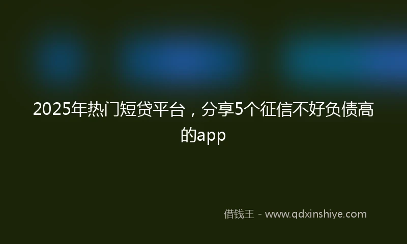 2025年热门短贷平台，分享5个征信不好负债高的app