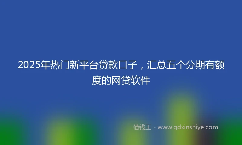 2025年热门新平台贷款口子，汇总五个分期有额度的网贷软件