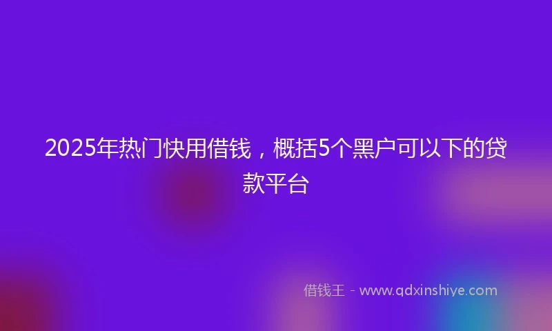 2025年热门快用借钱，概括5个黑户可以下的贷款平台