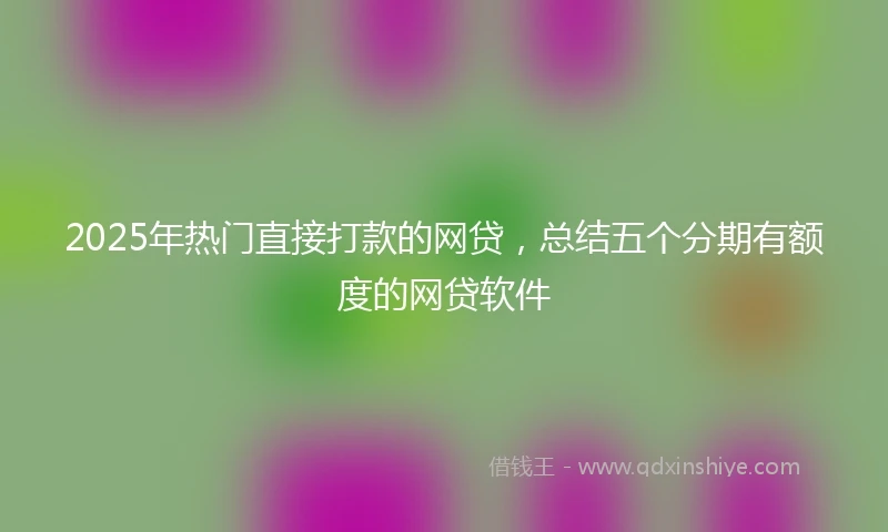 2025年热门直接打款的网贷，总结五个分期有额度的网贷软件