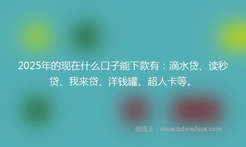 2025年的现在什么口子能下款有：滴水贷、读秒贷、我来贷、洋钱罐、超人卡等。