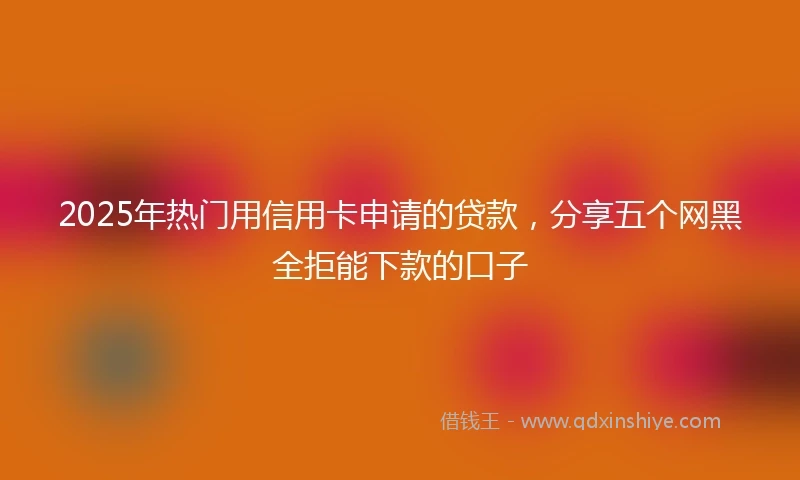 2025年热门用信用卡申请的贷款，分享五个网黑全拒能下款的口子