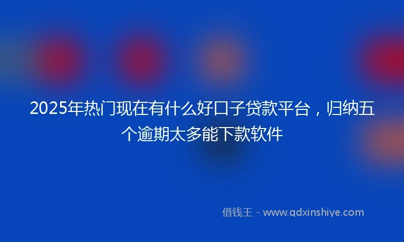 2025年热门现在有什么好口子贷款平台，归纳五个逾期太多能下款软件