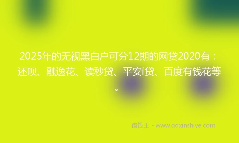 2025年的无视黑白户可分12期的网贷2020有：还呗、融逸花、读秒贷、平安i贷、百度有钱花等。